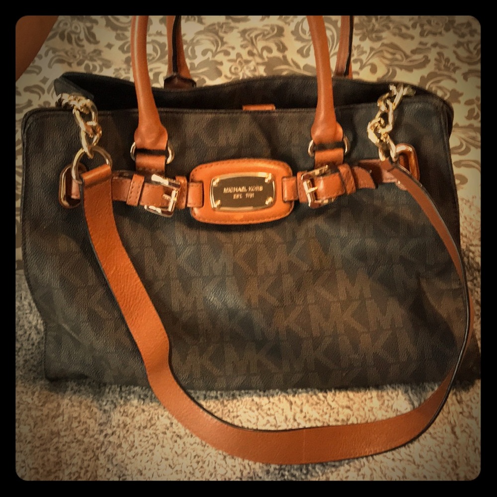 Chocolate and brown leather Michael Kors bag